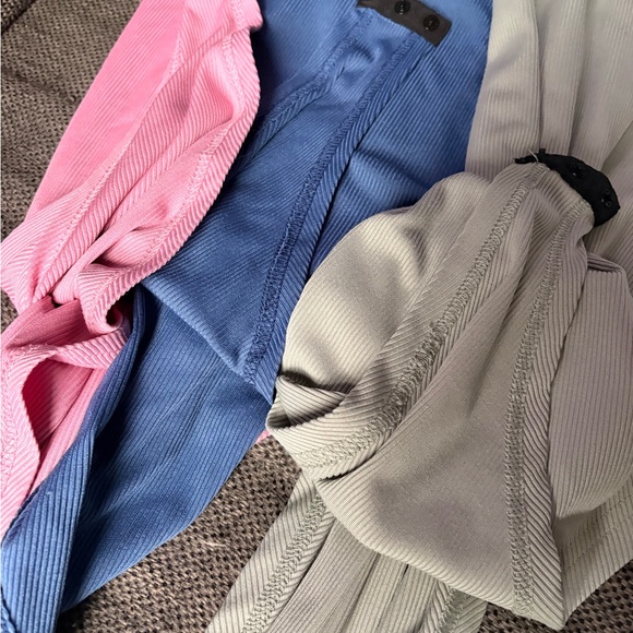 Set of Three Ribbed BodySuits - Pink, Blue, and Light Green - Picture 5 of 7